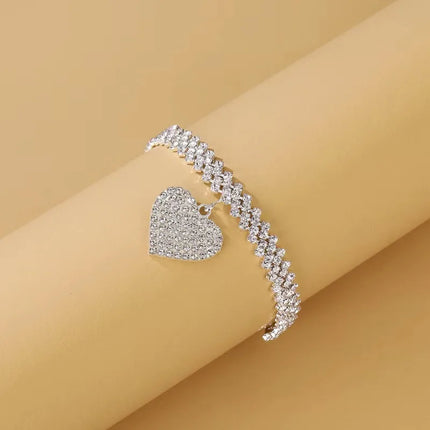 Adjustable Heart Shap Pendant Chain Women's Anklets Silver Gold Color Luxury Bracelet on Leg Accessories Party Fashion Jewelry