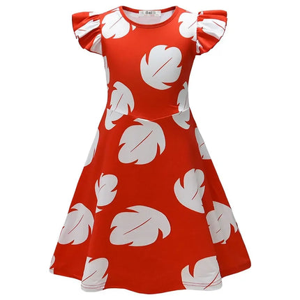 Stitch Cartoon Lilo Girls LILO Girls Skirt Flying Sleeve Dress Son Girl Casual Dresses Halloween Cosplay Skirt