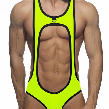 Men's Thong Leotard Bodysuit Stretch Wrestling Singlet Jumpsuit One-Piece G-String Underwear Hollow Lingerie Suspender Jumpsuits