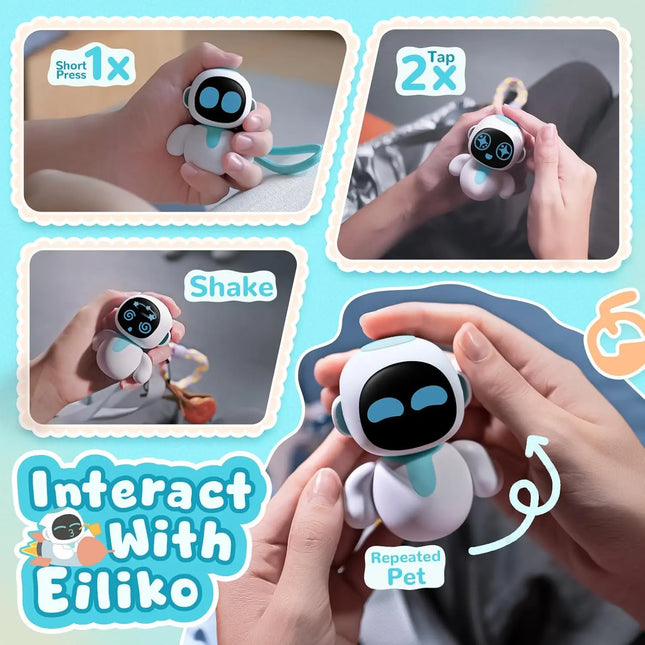 ENERGIZE LAB Eiliko Aquamarine  Your Tiny AI Charm Robot That Matches Every Daily Outfit, Fun Electronic Pendant Toys For Kids