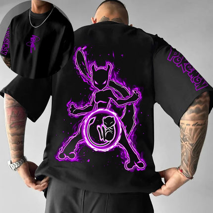 Summer Anime Pokémon Cosplay T-Shirt Cotton Short Sleeve Tops Casual Loose Retro T-Shirt Men Women Family Matching Outfits Tops