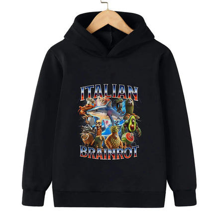 Italian Brainrot Tralala Children's Hooded Sweatshirt Autumn and Winter Warm Character Boys Girls Warm Sweatshirt Fun Clother