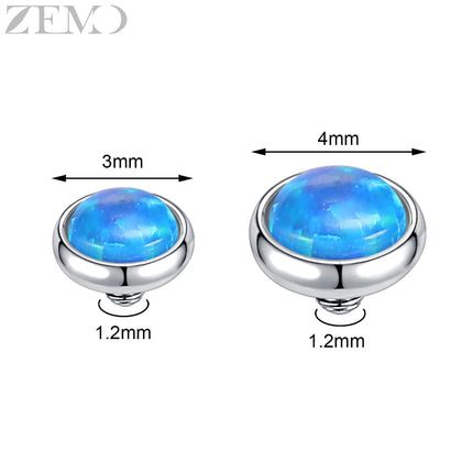 ZEMO 1 Piece 16G Stainless Steel Dermal Anchor Top 3MM/4MM Colorful CZ Crystal Micro Skin Diver Piercings Surface Body Piercing