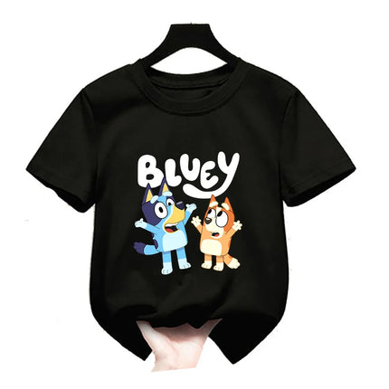 Bluey Girls T-shirt Kids' Clothing Summer Printed Cartoon Tees Short Sleeve Kids' Cotton Outfits Tops