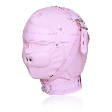 Women Men Sexy Pink Mask Breathable Adjustable Leather Face Masks With Mouth Gag Cosplay Games Headpiece Hood BDSM Erotic Toys