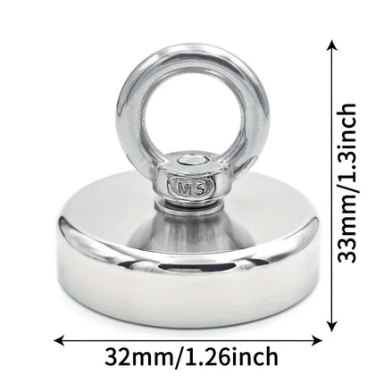 D16~D42mm Super Strong Neodymium Fishing Hook N52 Heavy Duty Rare Earth Neodymium with Countersunk Hole Eyebolt Salvage Magnetic
