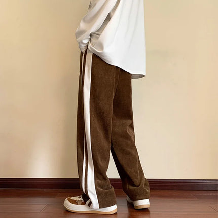 Baggy Striped Sweatpants for Men Straight-Leg Pants Fashion Hip Hop Streetwear Harajuku Trousers Casual Bottoms Y2K Male Clothes