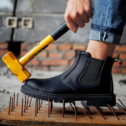 Water Proof Safety Work Shoes For Men Steel Head Leather Boots Male Footwear Indestructible Construction Work Shoes Brown