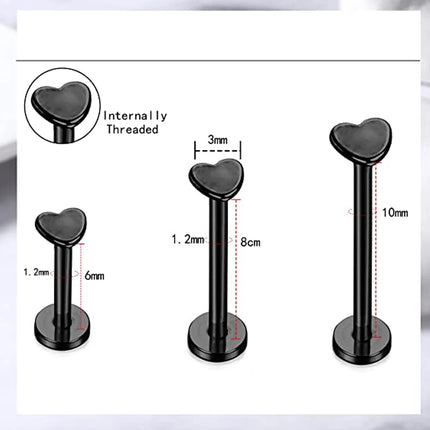 1PC Steel Inernally Thread Labret Stud Rings Piercing Star Heart Shape Ear Cartilage Tragus Orelha Stud Helix Piercing Jewelry