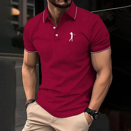 New men's solid color polo shirt, classic men's short-sleeved polo shirt, high-quality casual business polo shirt, social me