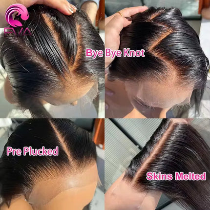 Eva Hair Bye Bye Knot 5x5 HD Lace Closure Pre Plucked Straight Human Hair Closures Mini Single Knot HD Lace Melted All Skins