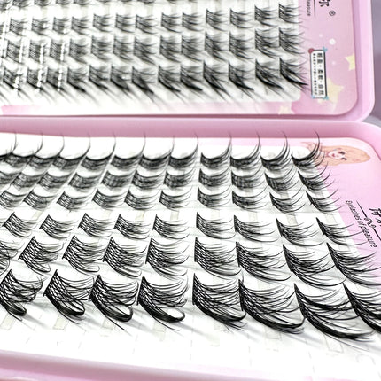 32Rows Fox Eye Manga False Eyelashes Large Capacity Tapered Thick Segmented Individual Cluster Lash Extensions Enlarge Eyes