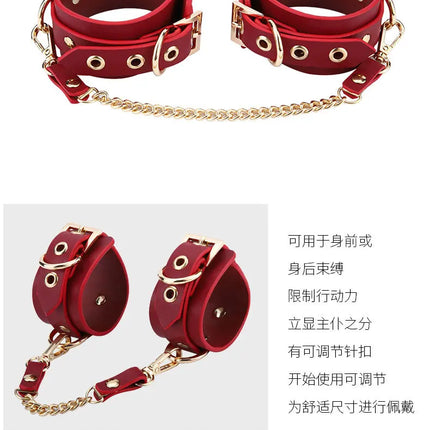 Sex Couple Bdsm Bondage Set Split Leather Restraints Collars Wrist Ankle Cuff Handcuffs Sex Toys For male and female Adult Games