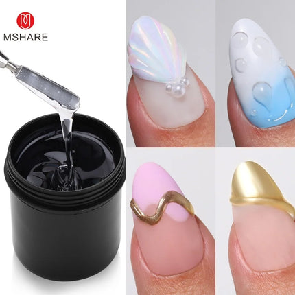 MSHARE 3D Top Coat Gel 50ml 5 IN 1 Rhinestones No Wipe Water Drop UV/LED Soak Off Gel for Nail Art & Extensions