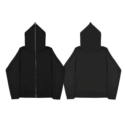 Autumn winter casual wear zippered hooded sweatshirts black grey blue hip hop street single breasted sweatshirts