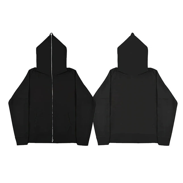 Autumn winter casual wear zippered hooded sweatshirts black grey blue hip hop street single breasted sweatshirts