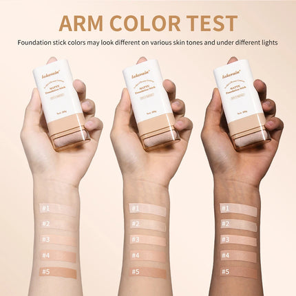 Skin Tint Foundation Stick with Brush Multi Use Matte Waterproof Long Lasting Oil Control Thin Coverage for Blemishes Concealer
