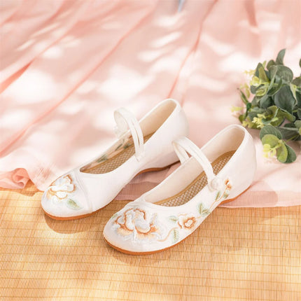Fashion Embroidery Chinese Style Low-heel Women Shoes Elegant Casual Zapatos Vintage Woman Cloth Single Shoes Ethnic Style