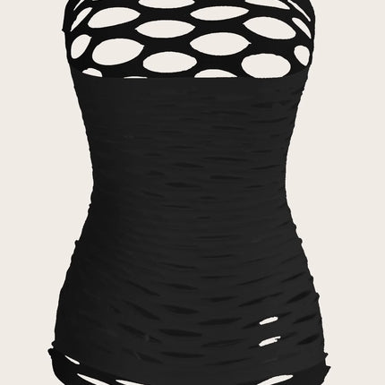 ROMWE Kawaii Sexy Super Elastic Hollow Out Lingerie Dress