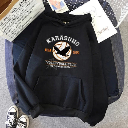 90s Japanese Anime Haikyuu Hoodies Women Funny Karasuno Fly High Graphic Streetwear Winter Warm Fashion Male Sweatshirts Unisex