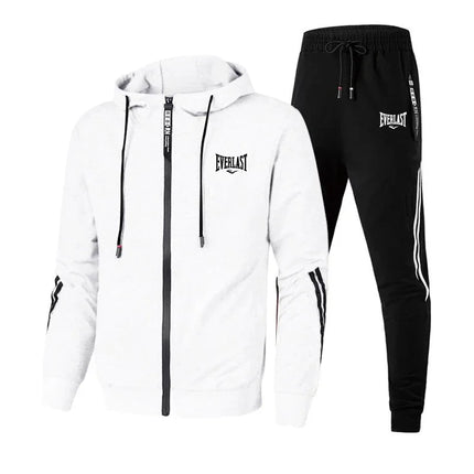 2026 New Trendy Mens Tracksuit Zip-up Hoodie Black Sweatpants Urban Casual Fashion Sportswear 2pcs Set Autumn Winter Warm Outfit
