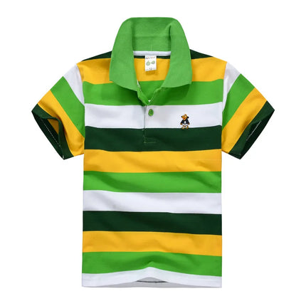 Summer Kids Polo Shirts Children's Short Sleeve Boys Top Polo Shirt Color Striped Teens Cotton Girls School Shirts 2-14Years