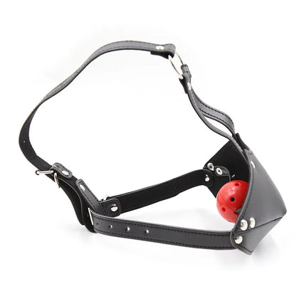 SM Leather Padded Hood Blindfold Head Harness Mask Mouth Gag Balls BDSM Bondage Sex Toys For Couples 18 Adult Erotic Accessories