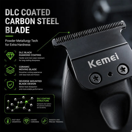 Kemei KM-1385 Professional Hair Clipper T-Blade 7500RPM 5W DC Motor with Dock LED Display 1400mAh Men's Hair Trimmer Machine