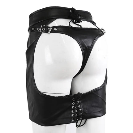 SM Products Adult Toys Black Leather Bondage Set Bdsm Sex Erotic Fetish Mini Dress Porn Skirt Adult Games  Exotic Accessories