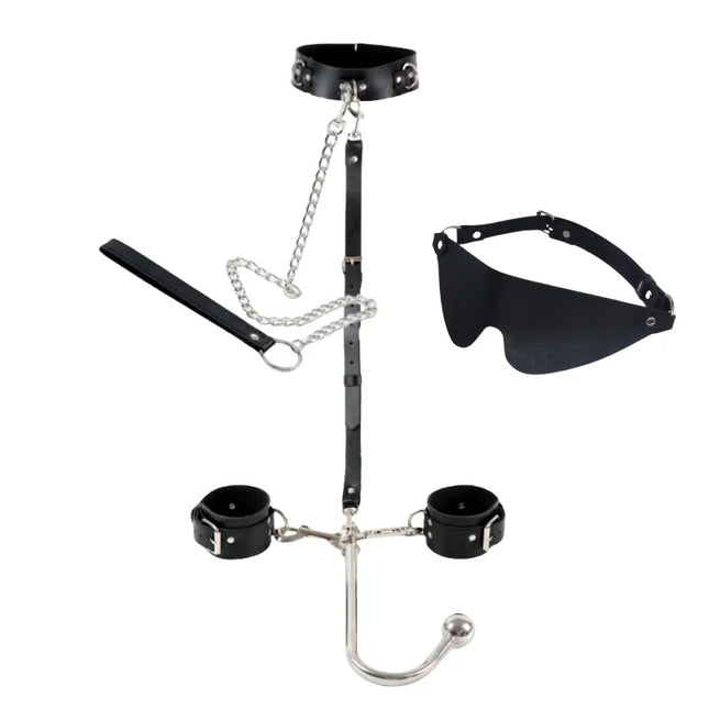 Exotic Anal Plug Hook Sex Toys with Separable Handcuffs Collar Neck Restraint Suit for Couple BDSM Cosplay Special Accessories