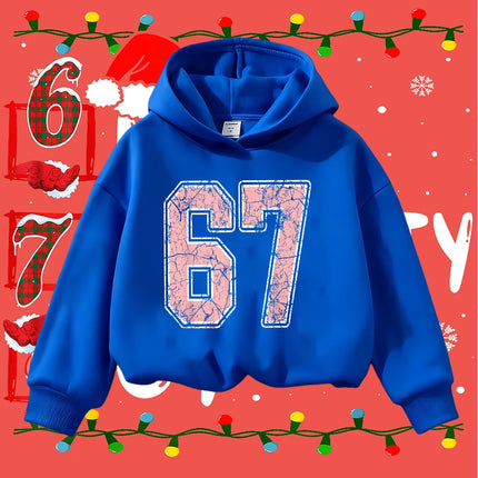 Kids Christmas Sweatshirt 67 Graphic Pullover Toddler Boys Girls Winter Casual Long Sleeve Top