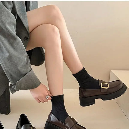 Women's Soft Genuine Leather Shoes Thick Sole British Style Flats New Spring Summer Collection Jk Uniform Loafers