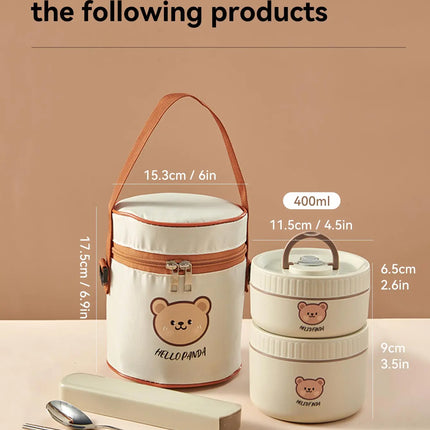 WORTHBUY Microwave Sealed 304 Stainless Steel Thermal Bento Lunch Box Large Capacity Cute Insulated Food Container For Students
