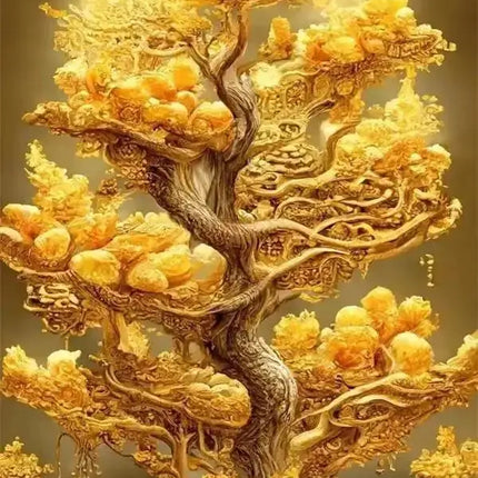 Modern Golden Fortune Money Trees Prints Canvas Wall Art Simple Landscape Poster for Living Room Home Office Decor