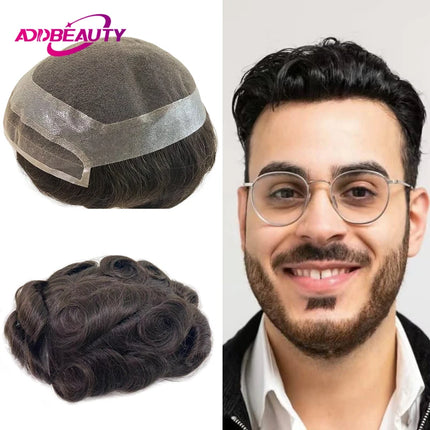 Men's Capillary Prosthesis Front HD Lace Natural Human Hair Wigs Hd Lace PU Base Men Toupee Hair Replacement Front Lace Hairline
