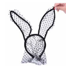 Sexy Black Lace Masquerade Mask Women Halloween Costume Party Rabbit Bunny Ears Lace Eye Mask Black 1pcs