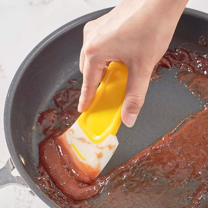3Pcs Kitchen Scraper Oil Stain Cleaning Silicone Spatula Cake Baking Pastry Gadgets Dirty Pan Pot Dishes Cleaner Tools Scraper