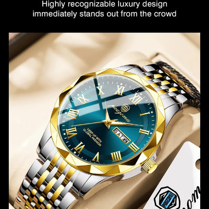 PAAZOMU Sport Original Men Clock Quartz Date Week Luxury Man Wristwatch Waterproof Luminous Stainless Steel Men's Watches Reloj