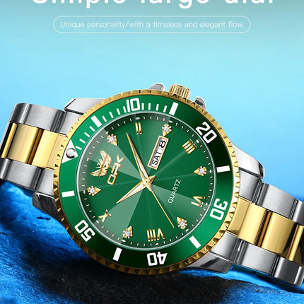 OPK 8171 Men's Watches Simple Casual Original Quartz Watch for Man Waterproof Stainleess Steel Luminous Dual Calendar Display