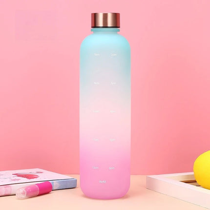 1L Water Bottles for Girls Kids Leakproof Gym Fitness Sports Bottle for Outdoor Travel, Camping Frosted Plastic Drinking Bottle