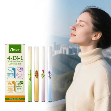 4pcs Air Freshener Pen Relaxation Sensory Clear Breathing Good Mind Freshening Fragrance Aromatherapy Diffuser Lung Cleaning Pen