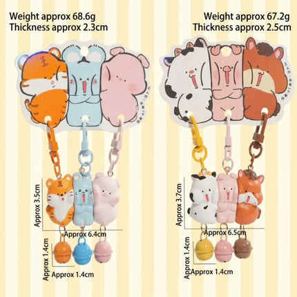 3 Pcs Set Charms Magnetic Magnetic Snap Keychain Resin Cartoon Keychain Sets Mini Backpack Charm Friends Gift