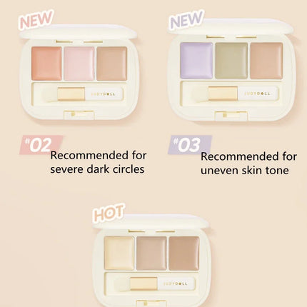 Judydoll Three-Color Concealer Palette Blemishes Spots Acne scars Covering Tear troughs Filling