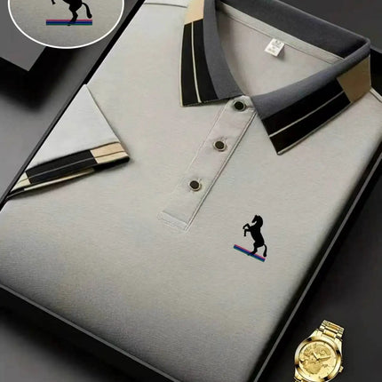Men's Luxury Short Sleeve Polo Shirt with Horse Embroidery Milan Style Summer Casual T Shirt Men Business Brand Clothing