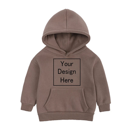 Kids Boy Girl Hoodies Custom Fleece Sweatshirts Toddler Solid Pullover Top Add Text Logo Image Print Cotton Long Sleeve Clothes