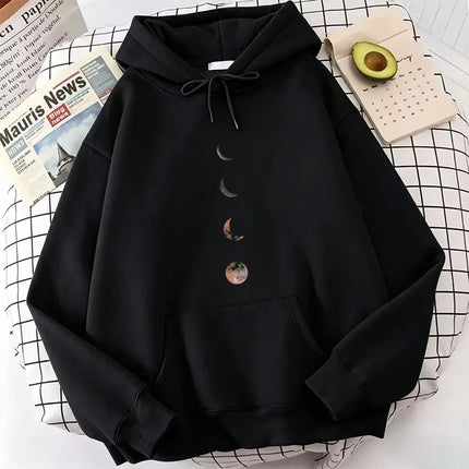 Harajuku Fashion Men Women Moon Print Hoodies Spring Autumn Winter Casual Hoodies Sweatshirts Tops Hoodie Sweatshirt