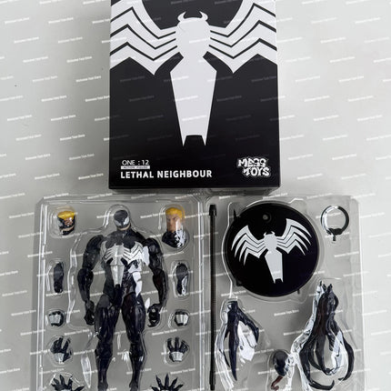 NEW Mess Toys Lethal Neighbor Venom Symbiotic Spider Man Messtoys Black Suit Spiderman Anime Action Figure Model Doll Gifts Toys