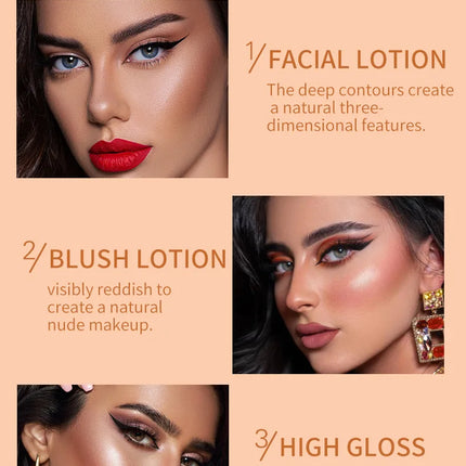 VIBELY High-gloss Concealer and Contouring Stick, brightening, three-dimensional, slimming face, Shadow Blush, multi-functional