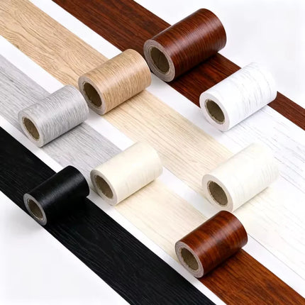 1pc 5mX20cm Thickened Imitation Wood Grain Skirting Wall Stickers, Self-adhesive Living Room Bedroom Wall Corner Decoration ﻿