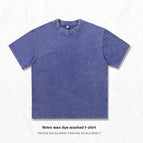 XXXL (85.00 kg-97.50 kg / Cotton washed t-shirt short sleeve-Blue